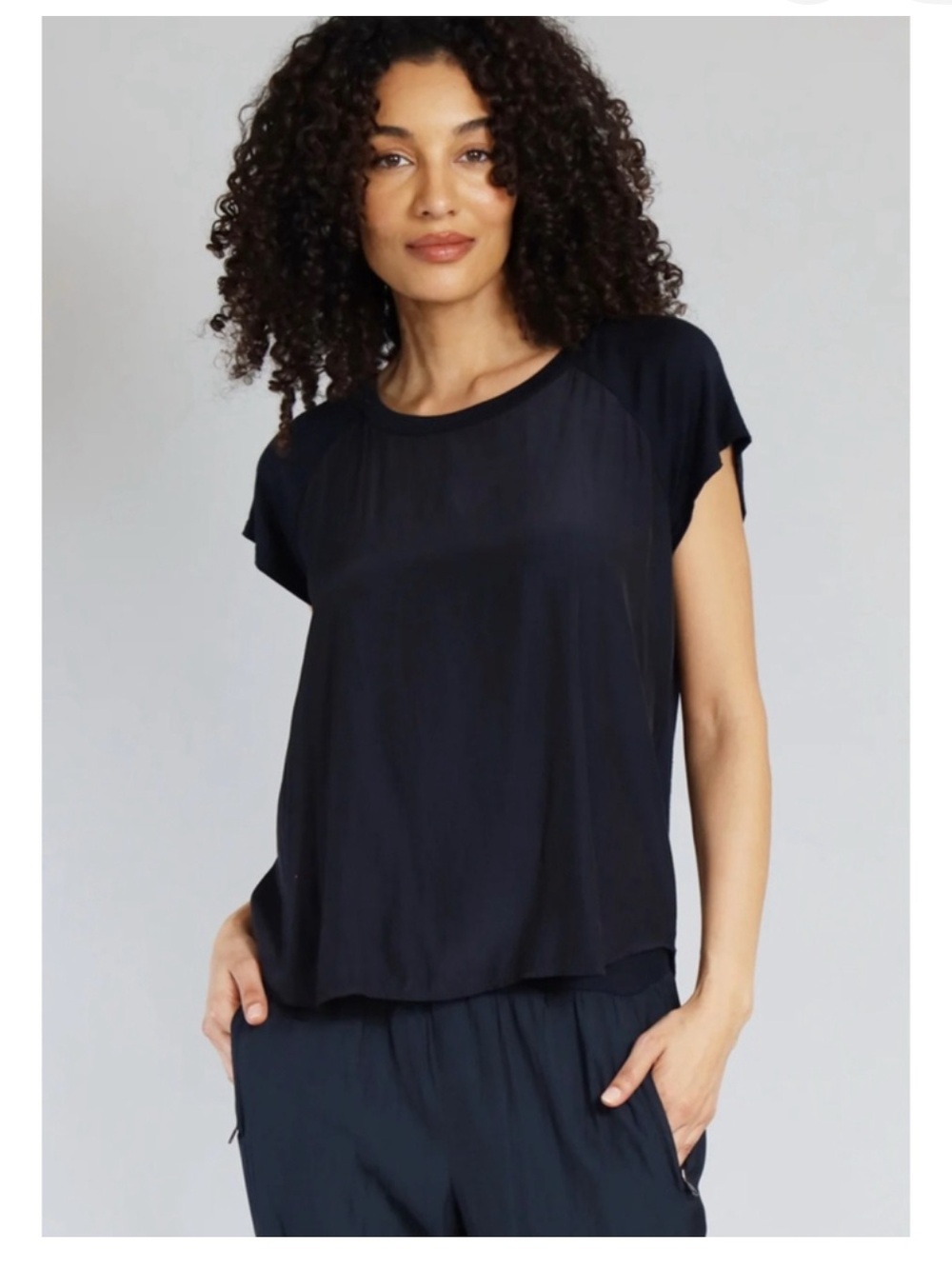 Lola & Sophie Black Short-Sleeve Relaxed Crewneck Tee